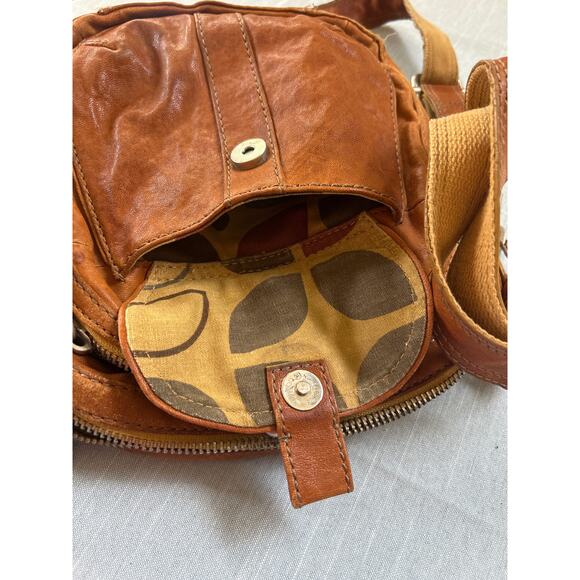 Fossil Tan Leather Boho Handbag Western Shoulder Crossbody 10x11x3 - Picture 7 of 11